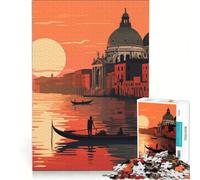 Puzzle da 1000 pezzi per adolescenti con gondola al tramonto a Venezia gioco per famiglie decorazione da parete per rafforzare l'amore tra le coppie 38x26cm