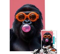 Puzzle da 1000 pezzi per adolescenti con gorilla e gomma da masticare Difficile e stimolante ma divertente e spiritoso Giocattolo decorativo da parete Adatto a partire dai 14 anni (50x75cm)