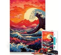 Puzzle da 1000 pezzi per adolescenti con grande onda e tramonto,taglio liscio,arte,gioco mentale,regalo,relax,tempo libero,Natale,arte (50x75cm)
