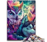 Puzzle da 1000 pezzi per adolescenti con gufo e lupo, giocattoli educativi per imparare, attività divertenti a casa, regalo di compleanno, regali di viaggio 26x38cm