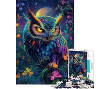 Puzzle da 1000 pezzi per adolescenti con gufo vivace nella foresta illuminata dalla luna Giocattoli educativi sfida impegnativa regali per donne e uomini (dimensioni 38x52cm)