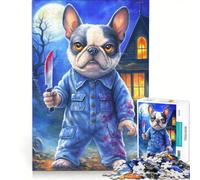 Puzzle da 1000 pezzi per adolescenti con il cane di Halloween Michael Myers, gioco rilassante, antistress intellettuale, compleanno 50x75cm