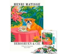 Puzzle da 1000 pezzi per adolescenti con il cane e il tè di Henri Matisse poster che stimola l'intelligenza giocattolo avvincente giochi rilassanti per tutta la famiglia regalo artistico (38x26cm)
