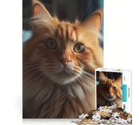 Puzzle da 1000 pezzi per adolescenti con il gatto rosso curioso, giocattolo educativo, attività per la famiglia, regalo per donne 38x26cm