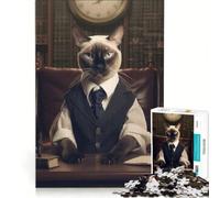 Puzzle da 1000 pezzi per adolescenti con il gatto siamese giudice gioco divertente allena la mente e la mano gioco di sfida unico 38x26cm