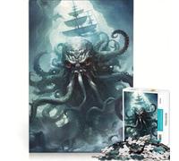Puzzle da 1000 pezzi per adolescenti con il Kraken che attacca la nave gioco rilassante sfida impegnativa compleanno e altre occasioni 50x75cm