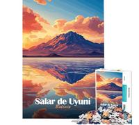 Puzzle da 1000 pezzi per adolescenti con il tramonto sul Salar de Uyuni gioco educativo e stimolante per tutta la famiglia divertente e spiritoso ideale come regalo di compleanno (dimensioni 38x26cm)