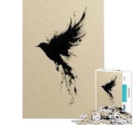 Puzzle da 1000 pezzi per adolescenti con illustrazione astratta di un uccello nero a inchiostro Puzzle per adulti divertente gioco di analisi e logica regalo di Natale e compleanno (50x75cm)