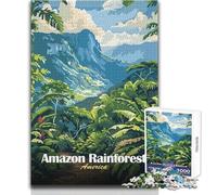 Puzzle da 1000 pezzi per adolescenti con illustrazione del paesaggio della foresta pluviale amazzonica, bellissimo gioco di design, migliora la memoria, regalo per compleanni, dimensioni 50x75cm