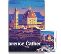 Puzzle da 1000 pezzi per adolescenti con illustrazione del paesaggio urbano del Duomo di Firenze, Italia Gioco di sfida unico, sfida difficile, regalo per compleanni Dimensioni: 38x26cm