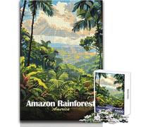 Puzzle da 1000 pezzi per adolescenti con illustrazione della foresta pluviale amazzonica, bellissimo gioco di design, migliora la memoria, regalo per compleanni, dimensioni 38x26cm