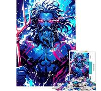 Puzzle da 1000 pezzi per adolescenti con illustrazione di Poseidone e tridente Puzzle per adulti gioco rilassante decorazione da parete che aiuta ad allenare la mente (dimensioni 38x52cm)