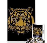 Puzzle da 1000 pezzi per adolescenti con illustrazione di testa di tigre su sfondo nero giocattolo decorazione da parete regali per donne e uomini gioco educativo migliora l'amore tra coppie50x75cm