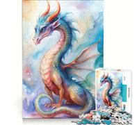 Puzzle da 1000 pezzi per adolescenti con illustrazione di un drago ad acquerello Gioco rilassante e stimolante da completare ideale per rafforzare l'amore tra le coppie 38x26cm