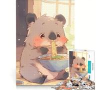 Puzzle da 1000 pezzi per adolescenti con illustrazione di un simpatico vombato che mangia ramen, gioco divertente, allena la mente e le mani, gioco di sfida unico 50x75cm