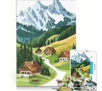 Puzzle da 1000 pezzi per adolescenti con illustrazione di un villaggio alpino, gioco rilassante, stimolante da completare, ideale per rafforzare il legame di coppia 38x52cm
