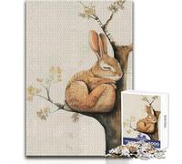 Puzzle da 1000 pezzi per adolescenti con illustrazione di una lepre addormentata su un albero, rompicapo, giochi per famiglie, decorazioni per la casa, giocattoli antistress, dimensioni 50x75cm
