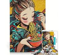 Puzzle da 1000 pezzi per adolescenti con illustrazione di una ragazza anime che mangia ramen, ideale per giochi rilassanti e divertenti da fare a casa, un regalo perfetto per gli appassionati