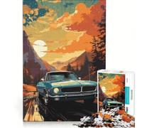 Puzzle da 1000 pezzi per adolescenti con illustrazione di un'auto d'epoca in un paesaggio urbano gioco per famiglie decorazione da parete per rafforzare l'amore tra le coppie 38x26cm