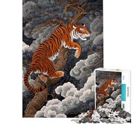 Puzzle da 1000 pezzi per adolescenti con illustrazione giapponese di una tigre puzzle antistress per adulti del periodo Edo ideale per il divertimento in famiglia e le attività a casa (38x26cm)