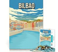 Puzzle da 1000 pezzi per adolescenti con immagine di Bilbao,Spagna,in stile vintage,ideale per viaggi di gruppo,gioco cognitivo,regalo perfetto,gioco rilassante,attività divertente per compleanni