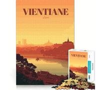 Puzzle da 1000 pezzi per adolescenti con immagine di Vientiane Laos poster di viaggio grafica raffinata allenamento della concentrazione gioco divertente per i momenti di tranquillità regalo di Natale