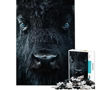 Puzzle da 1000 pezzi per adolescenti con intenso ritratto di bisonte dagli occhi azzurri Divertimento a casa giochi rilassanti per migliorare la memoria adatto a persone dai 14 anni in su (38x26cm)