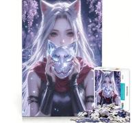 Puzzle da 1000 pezzi per adolescenti con Kitsune sotto il glicine gioco rilassante sfida impegnativa compleanno e altre occasioni 38x52cm