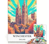 Puzzle da 1000 pezzi per adolescenti con la Cattedrale di Winchester in autunno, gioco per famiglie, decorazione da parete, per rafforzare l'amore tra le coppie 38x52cm