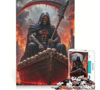 Puzzle da 1000 pezzi per adolescenti con la Morte su una barca a forma di teschio, gioco rilassante, antistress intellettuale, compleanno e altre occasioni 50x75cm