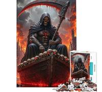 Puzzle da 1000 pezzi per adolescenti con la Morte su una barca a forma di teschio puzzle per adulti gioco interattivo decorazione da parete compleanno e Natale (dimensioni 38x52cm)