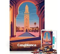 Puzzle da 1000 pezzi per adolescenti con la Moschea di Casablanca,poster,disegno finemente ritagliato,allenamento della concentrazione,gioco divertente per i momenti di tranquillità,regalo di Natale