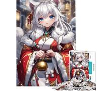 Puzzle da 1000 pezzi per adolescenti con la sacerdotessa volpe delle nevi giochi divertenti per ragazzi taglio di precisione compleanno e Natale (dimensioni 38x26cm)