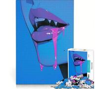 Puzzle da 1000 pezzi per adolescenti con labbra di vampiro che gocciolano gioco per famiglie decorazione da parete per rafforzare l'amore tra le coppie 38x52cm