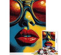 Puzzle da 1000 pezzi per adolescenti con labbra e occhiali da sole in stile Pop Art gioco educativo adatto alle coppie giocattolo decorativo per la casa regalo per amici e familiari (38x52cm)