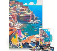Puzzle da 1000 pezzi per adolescenti con l'affascinante cornice delle Cinque Terre,un puzzle logico e raffinato,perfetto per il tempo libero e come regalo di compleanno (38x26cm)