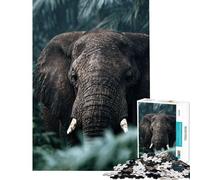 Puzzle da 1000 pezzi per adolescenti con l'elefante nella giungla difficile e stimolante decorazione per la casa gioco rompicapo adatto a persone dai 14 anni in su (38x52cm)