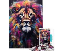Puzzle da 1000 pezzi per adolescenti con leone e graffiti murale che stimola la mente decorazione murale per la casa giocattolo adatto a persone dai 14 anni in su (38x52cm)