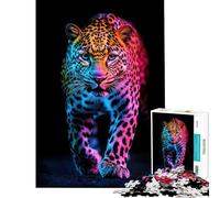 Puzzle da 1000 pezzi per adolescenti con leopardo al neon sfida di intelligenza giocattolo avvincente gioco rilassante per divertimento in famiglia opera d'arte regalo (dimensioni 38x26cm)