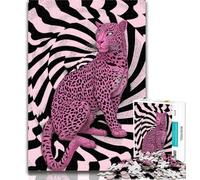 Puzzle da 1000 pezzi per adolescenti con leopardo rosa psichedelico, 1000 pezzi per adulti, gioco educativo e sfida per donne e uomini, 50x75cm