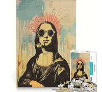 Puzzle da 1000 pezzi per adolescenti con l'immagine della Monna Lisa in stile hippie gioco educativo attività divertenti da fare in casa per rafforzare l'amore tra le coppie 38x52cm