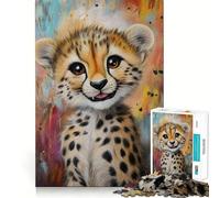 Puzzle da 1000 pezzi per adolescenti con l'immagine di un cucciolo di ghepardo Gioco di logica e precisione per il tempo libero,regalo di compleanno (38x52cm)