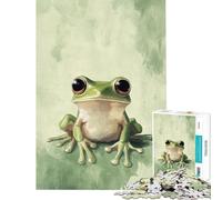Puzzle da 1000 pezzi per adolescenti con l'immagine di una rana verde gioco per adulti e famiglie sfida difficile da completare (dimensioni 38x26cm)