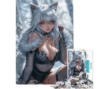 Puzzle da 1000 pezzi per adolescenti con l'incantevole ragazza lupo gioco educativo regalo di compleanno per divertimento in famiglia (dimensioni 75x50cm)