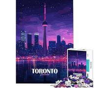 Puzzle da 1000 pezzi per adolescenti con lo skyline di Toronto Canada di notte Gioco divertente e coinvolgente per coltivare la pazienza donne e uomini divertente e spiritoso