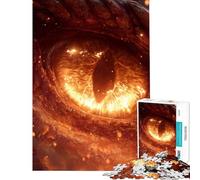 Puzzle da 1000 pezzi per adolescenti con l'occhio infuocato del drago in primo piano Divertimento a casa giochi rilassanti per migliorare la memoria adatti a persone dai 14 anni in su (50x75cm)
