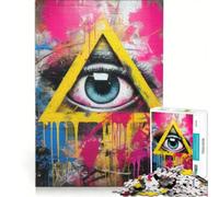 Puzzle da 1000 pezzi per adolescenti, con l'occhio nel triangolo e un'opera d'arte graffiti, gioco rilassante, stimolante da completare, ideale per rafforzare il legame di coppia 50x75cm