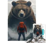 Puzzle da 1000 pezzi per adolescenti con l'orso che incontra un gioco divertente e coinvolgente per coltivare la pazienza donne e uomini divertente e spiritoso (dimensioni 38x26cm)