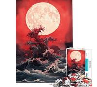 Puzzle da 1000 pezzi per adolescenti con luna di sangue e vista sull'oceano ideale per il relax il gioco educativo e stimolante perfetto come regalo di compleanno o per migliorare la memoria (75x50cm)
