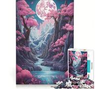 Puzzle da 1000 pezzi per adolescenti con luna piena al neon che sorge decorazione da parete passatempo ideale per le vacanze a casa per rafforzare l'amore tra le coppie 38x52cm